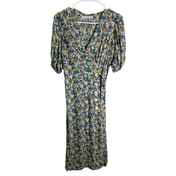 Faithful The Brand Floral Wrap Midi Dress Multi-Colored
